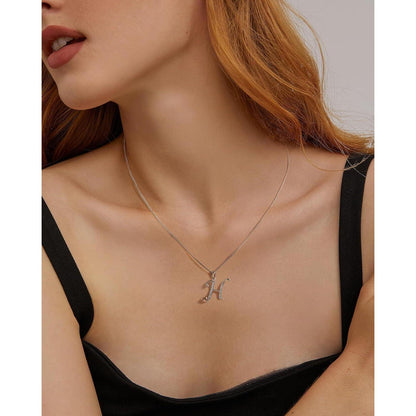 Mesovor Initiale Halskette 925 Sterling Silber Zirkonia