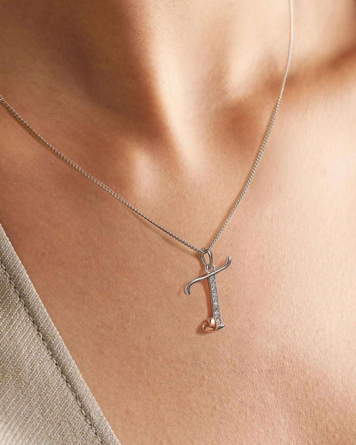 Mesovor Initiale 925 Silber Kette Zirkonia Damen Mädchen Halskette