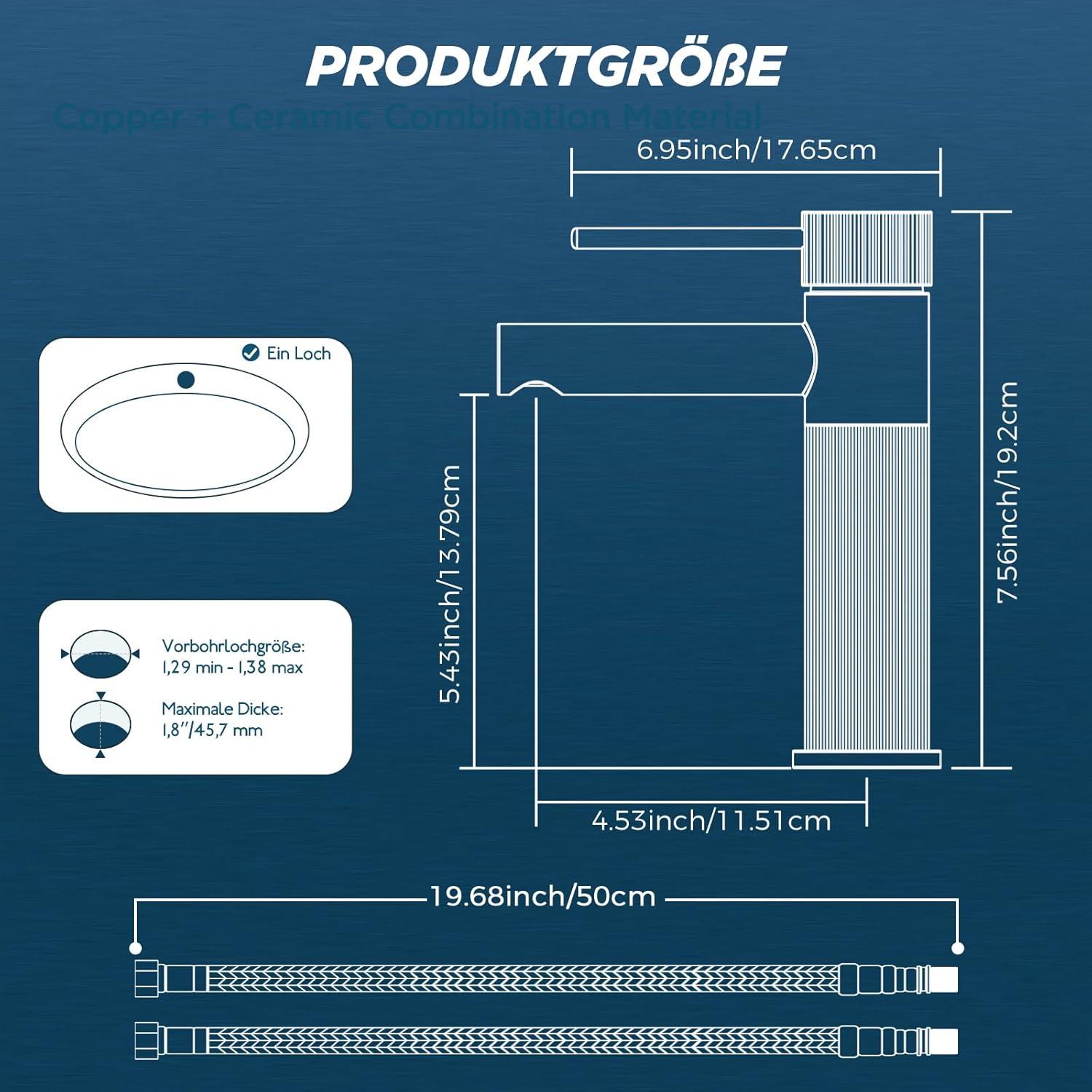 FORIOUS Waschtischarmatur mit Auslaufhöhe 120 mm - Edelstahl Einhebelmischer für Badezimmer - Wassersparende Mischbatterie
