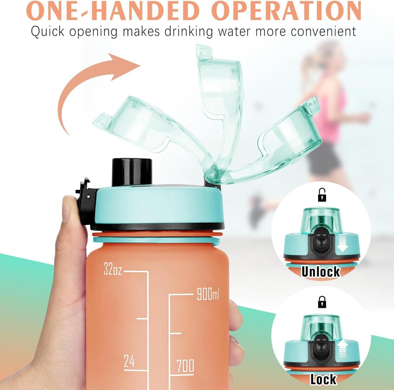 Sport Trinkflasche mit Zeitmarker 1L - Motivierende Wasserflasche