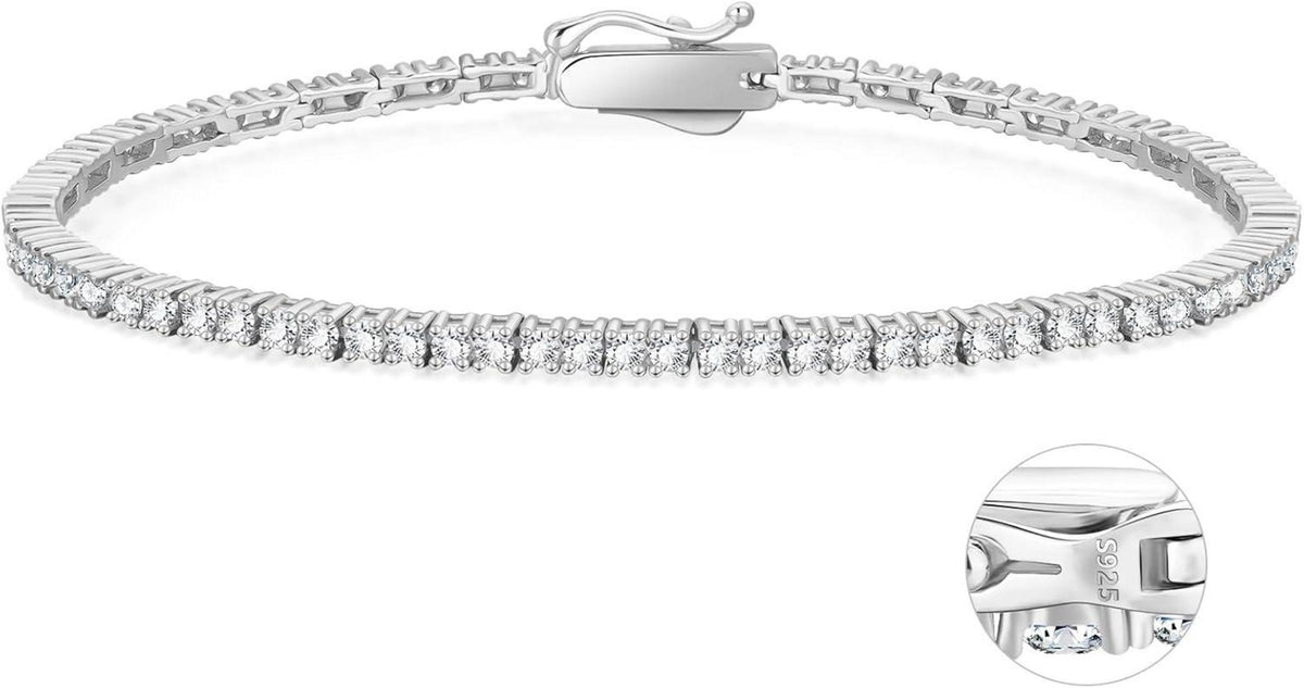 Tennisarmband Silber 925 Zirkonia Kristall Armband Iced Out 19cm 2mm