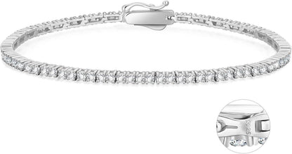 Tennisarmband Silber 925 Zirkonia Kristall Armband Iced Out 19cm 2mm