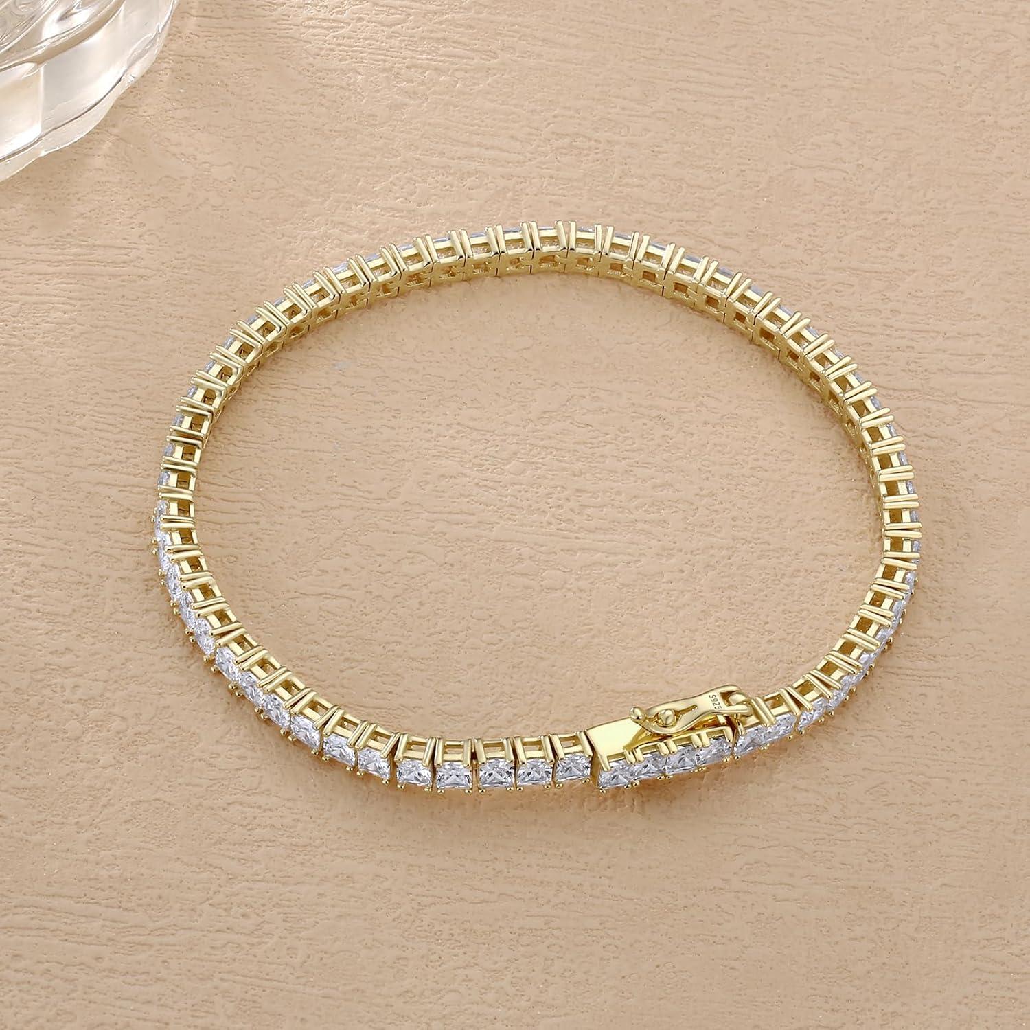 925 Silber Tennisarmband mit Prinzessschliff ZirkoniaOneToMany