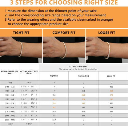 Hochwertiges 925 Silber Tennisarmband 3mm Zirkonia Gold 17.8cm