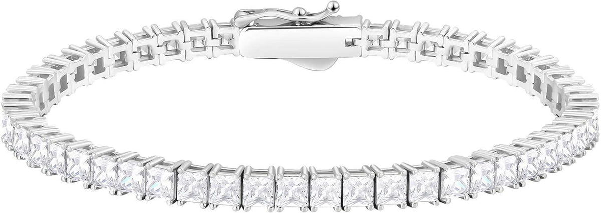 KRKC&CO Silber Tennisarmband 925 Zirkonia Armband 3mm weißgold