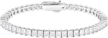 KRKC&CO Silber Tennisarmband 925 Zirkonia Armband 3mm weißgold