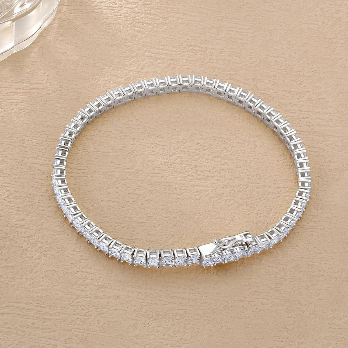 KRKC&CO Silber Tennisarmband 925 Zirkonia Armband 3mm weißgold