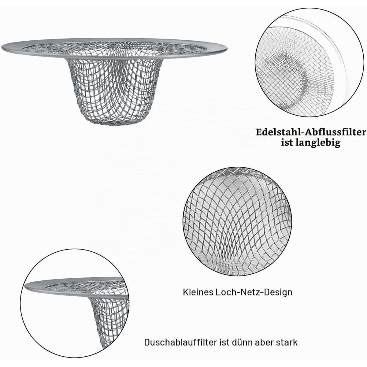 Edelstahl Haarsieb 7cm – Feinmaschig & Rostfrei für Bad & Küche