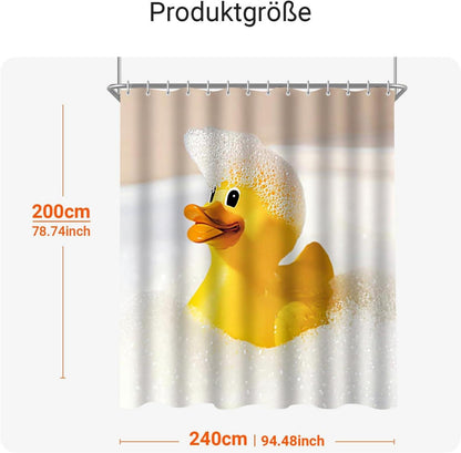 Duschvorhang Gelbe Ente 240x200cm Textil Wasserabweisend mit Saum