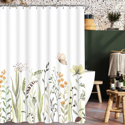 Duschvorhang 180x200cm Schmetterling Blumen Wasserabweisend Polyester Badezimmer