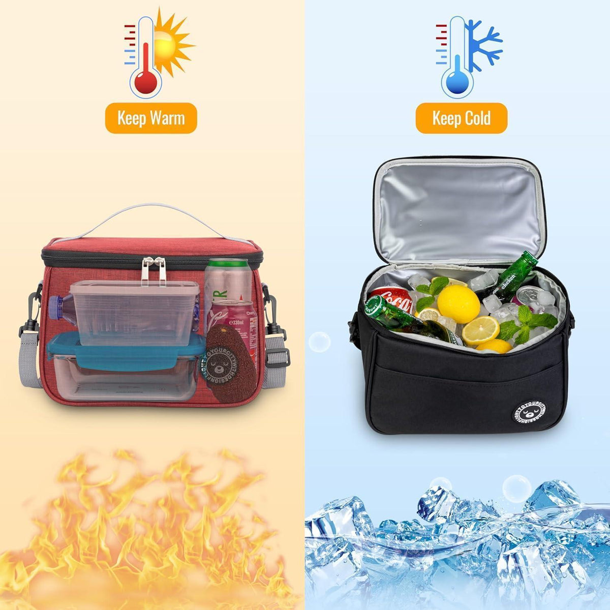 Isolierte Kühltasche 9L – Lunchbox für Arbeit, Reisen & Picknick (Rot)