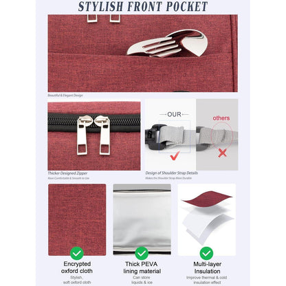 Isolierte Kühltasche 9L – Lunchbox für Arbeit, Reisen & Picknick (Rot)