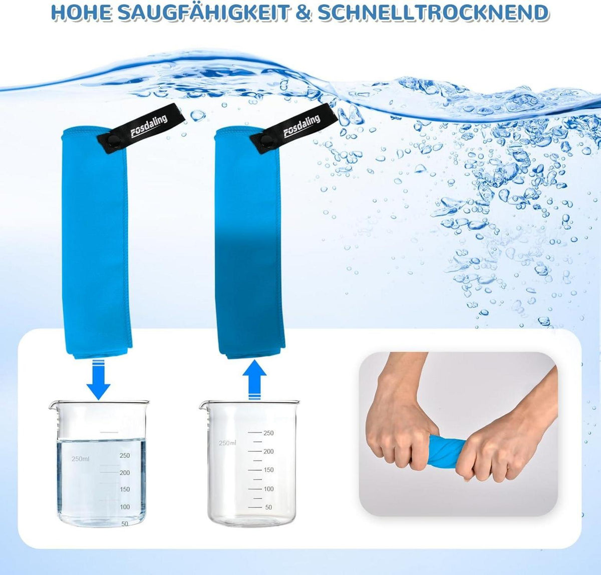 Mikrofaser Handtuch Set 3er Pack für Strand Fitness Bad