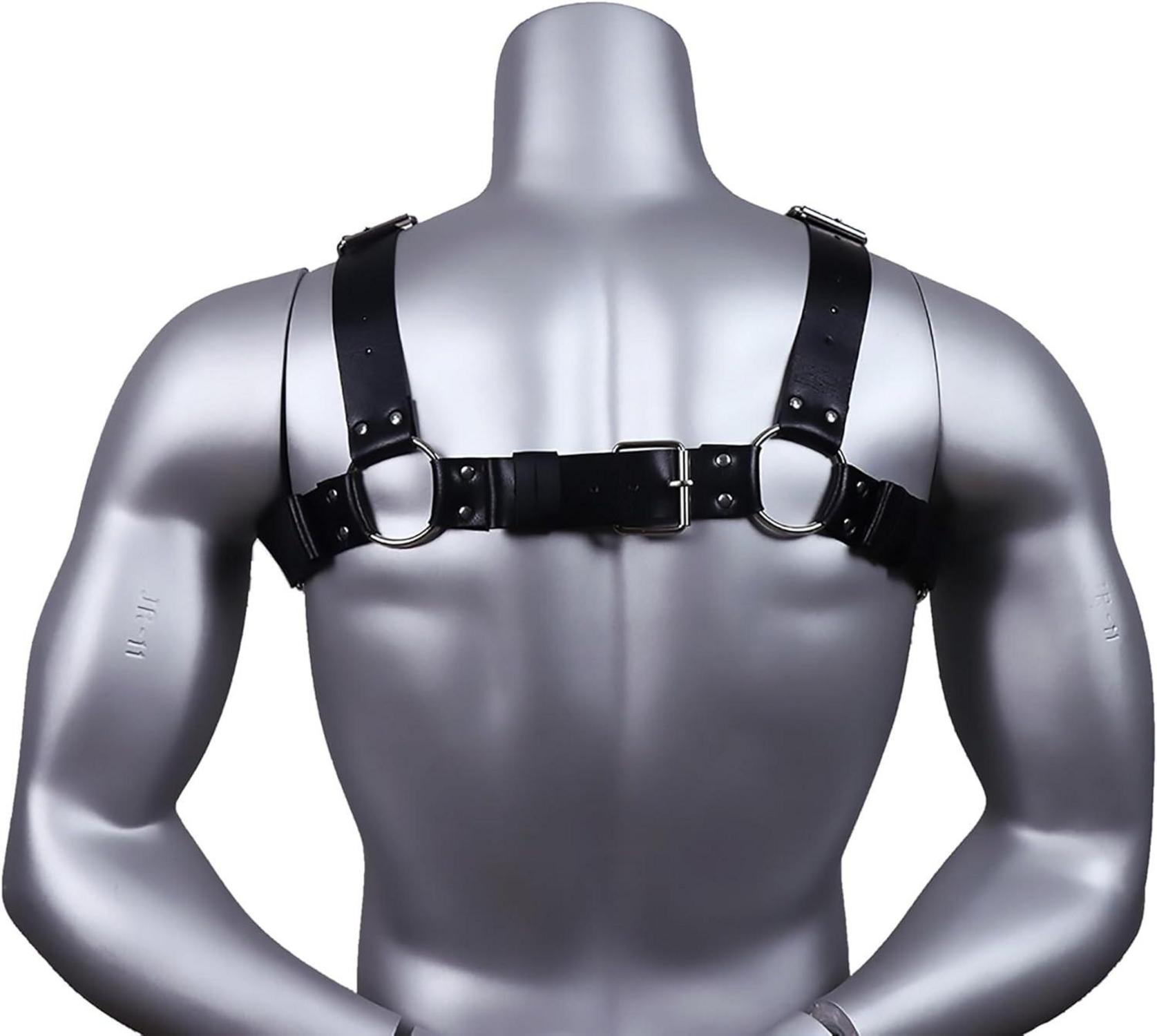 Herren Punk Leder Brust Harness Gothic Bondage Kostüm SM Sexy Fetisch