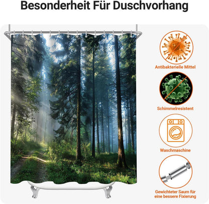 Duschvorhang Sunshine Forest Muster 200x200cm Antischimmel Textil