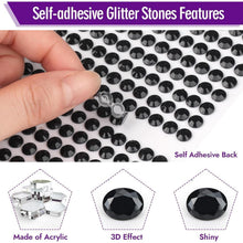 Selbstklebende Glitzersteine 1900 Stück, 3-6mm, Schwarz