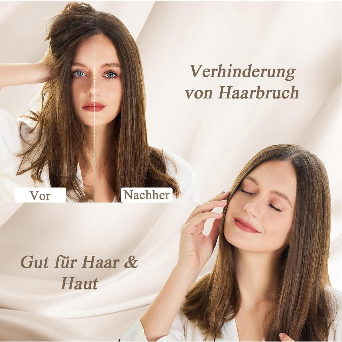2er Set Satin Kissenbezug 80x80 mit 2 Haargummis, Schwarz