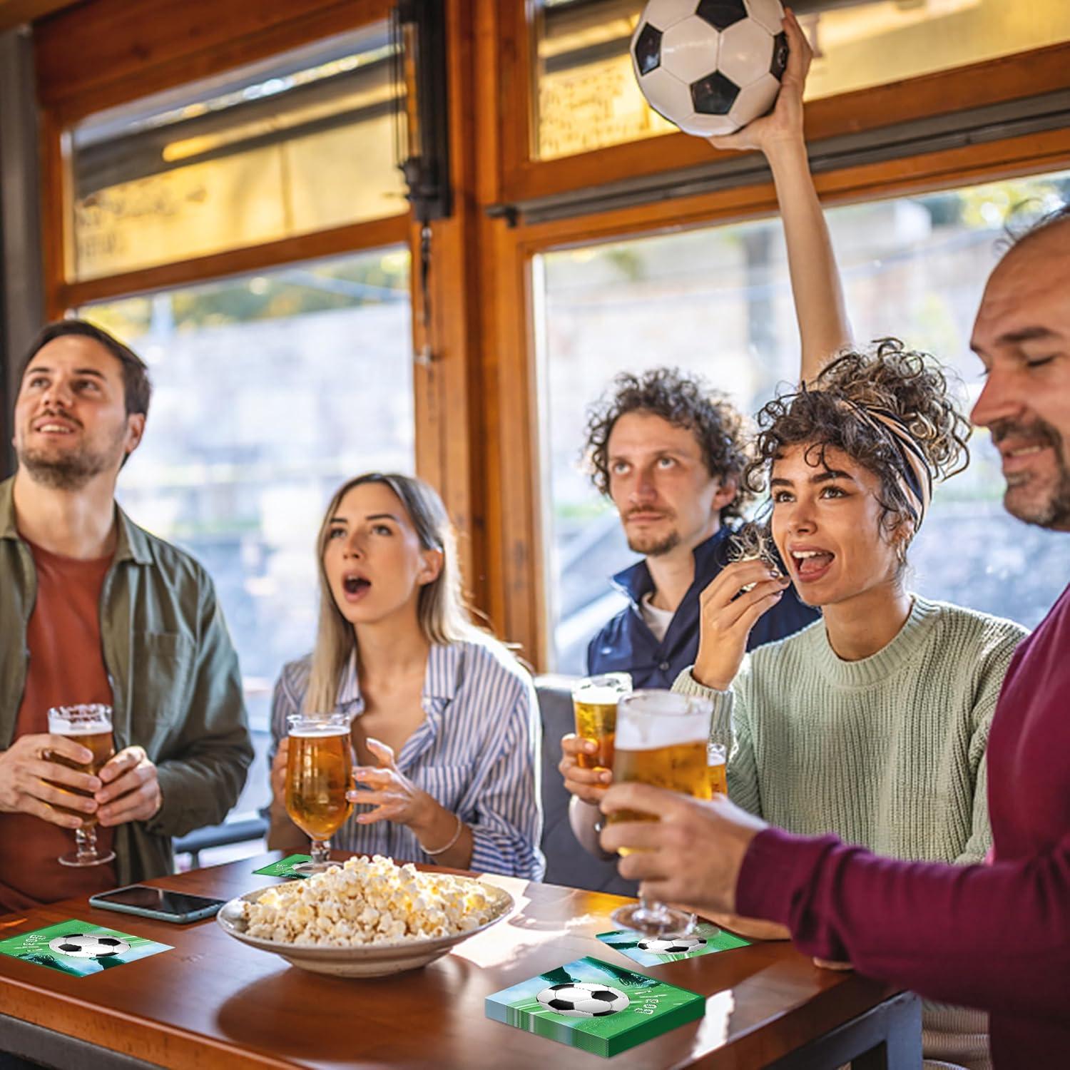 Fußball Servietten Set 80Stück EM 2024 Deko Tischdeko für Kindergeburtstag Jungen Party