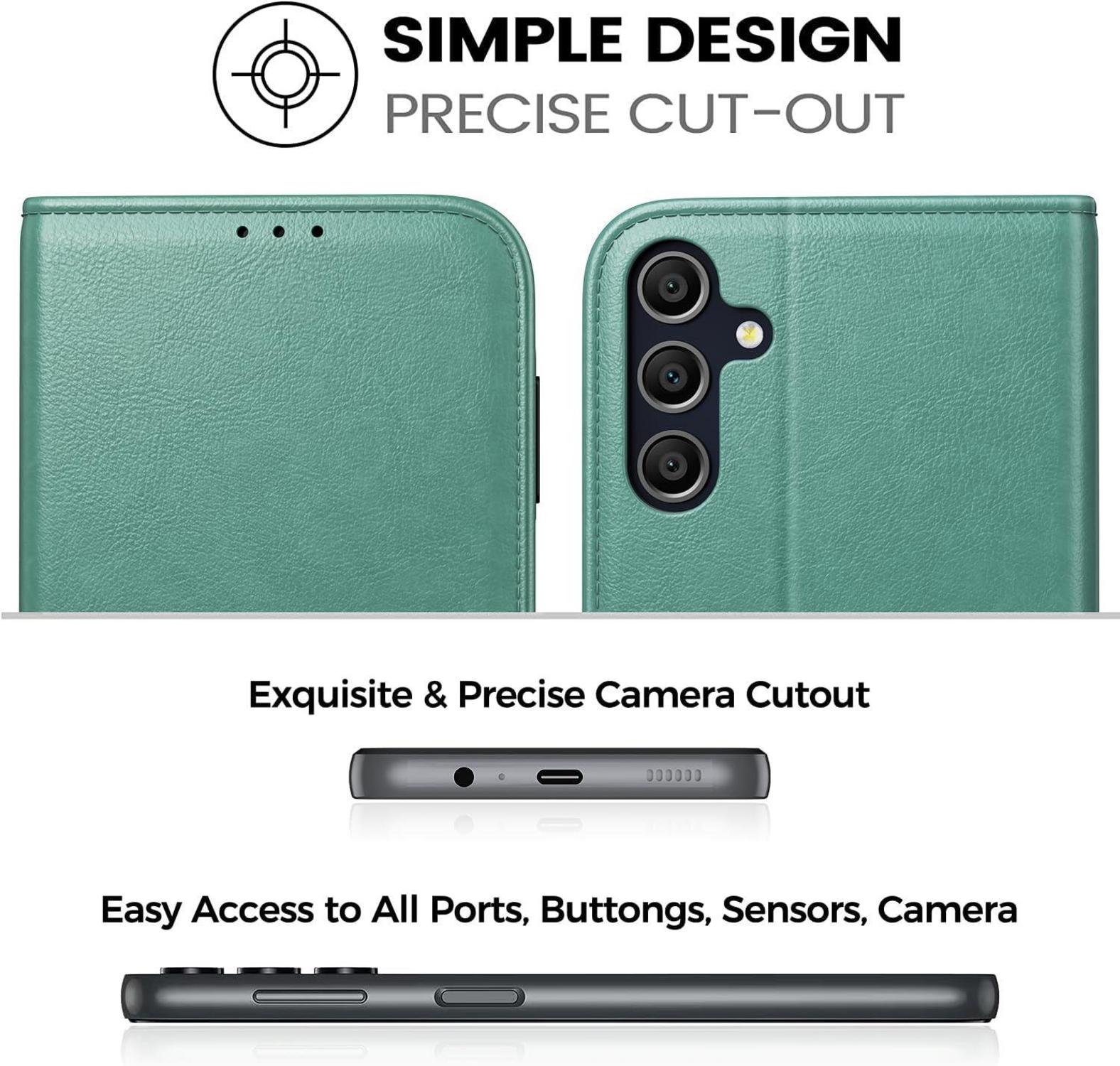 PU Leder Handyhülle Samsung Galaxy A15 5G Klapphülle mit Panzer Schutzglas