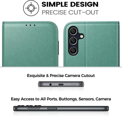 PU Leder Handyhülle Samsung Galaxy A15 5G Klapphülle mit Panzer Schutzglas
