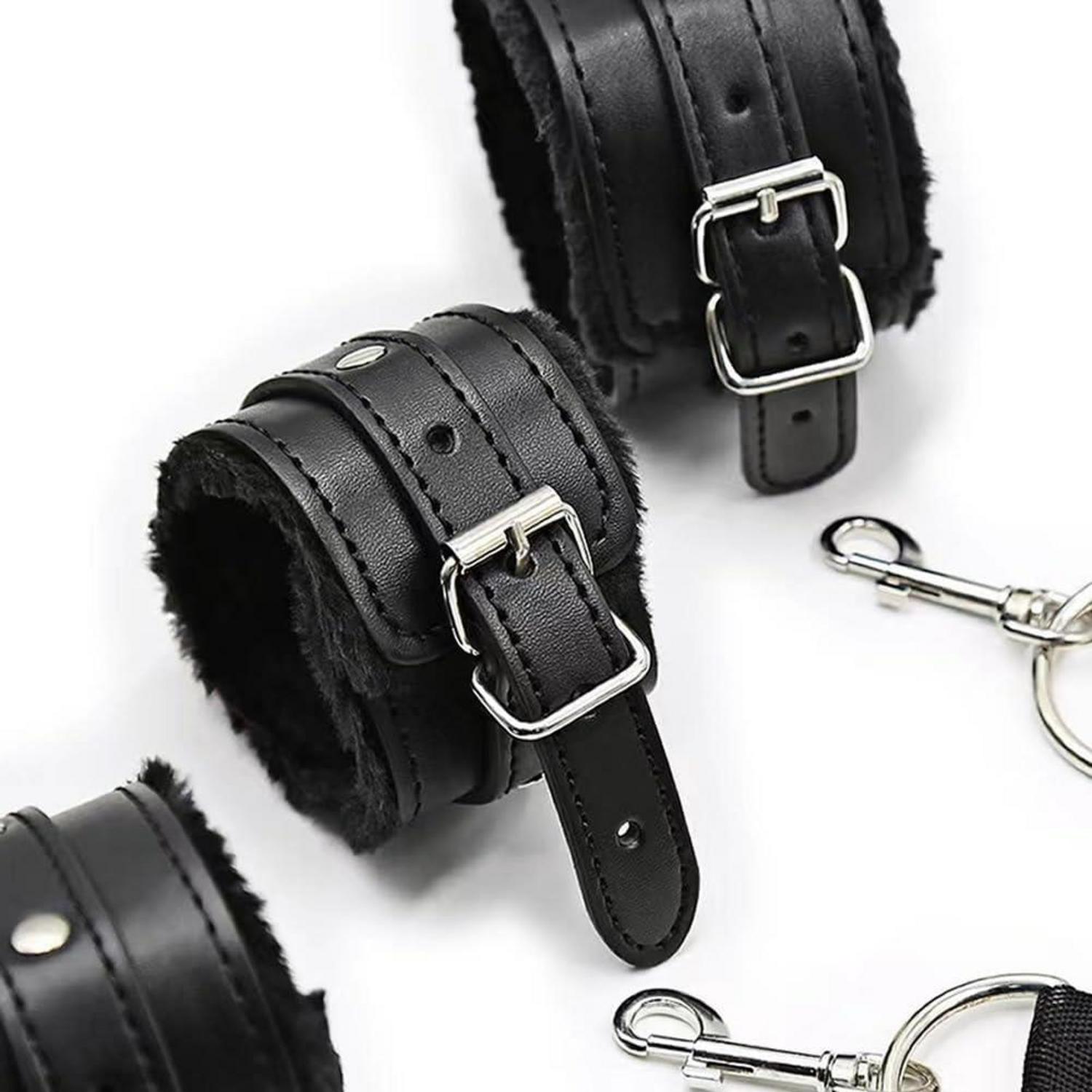 Bondage Set Bettfesseln Handschellen Fußfesseln Augenbinde BDSM Sexspielzeug SM Kit