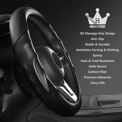 3D Auto Lenkradabdeckung Komfortgriff Massage Schwarz 39-41cm