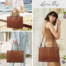 Laptoptasche Damen 15.6 Zoll PU Leder Arbeitstasche Braun