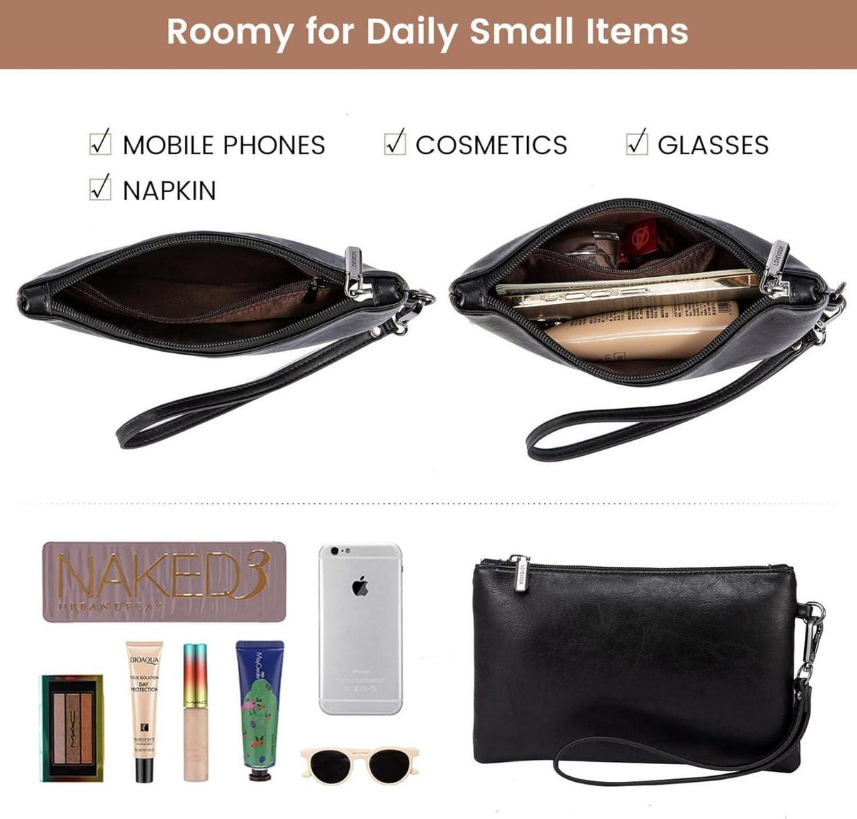 LOVEVOOK Laptoptasche 15.6 Zoll PU Leder Umhängetasche Schwarz