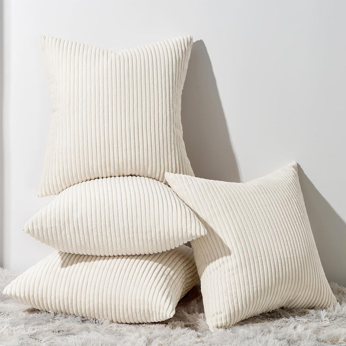Kissenbezug Samt Deko 4er Set 50x50cm Creme