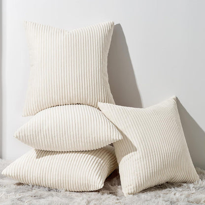 Kissenbezug Samt Deko 4er Set 50x50cm Creme
