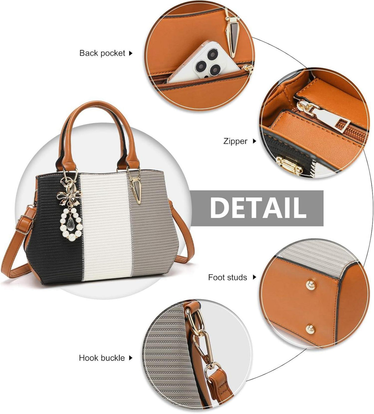 Moderne Miss Lulu Damen Handtasche Mittelgroß Farbblock Hängetasche