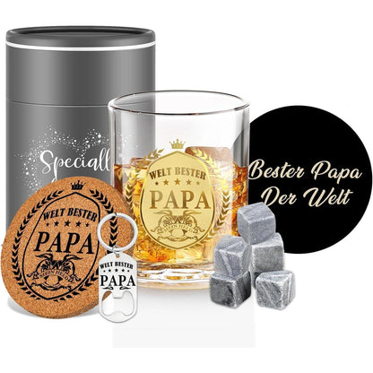 Personalisiertes Whisky Glas Set für Papa - Vatertagsgeschenk