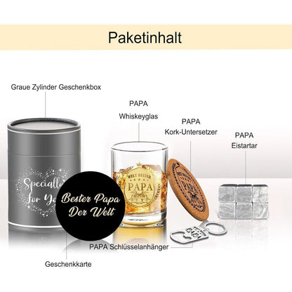 Personalisiertes Whisky Glas Set für Papa - Vatertagsgeschenk