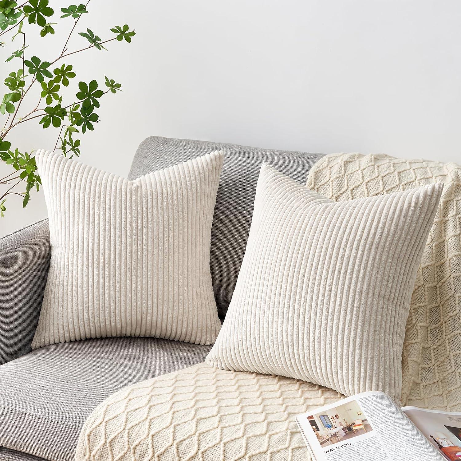 Samt Kissenbezug 4er Set Dekorative Couchkissen 50x50cm Creme