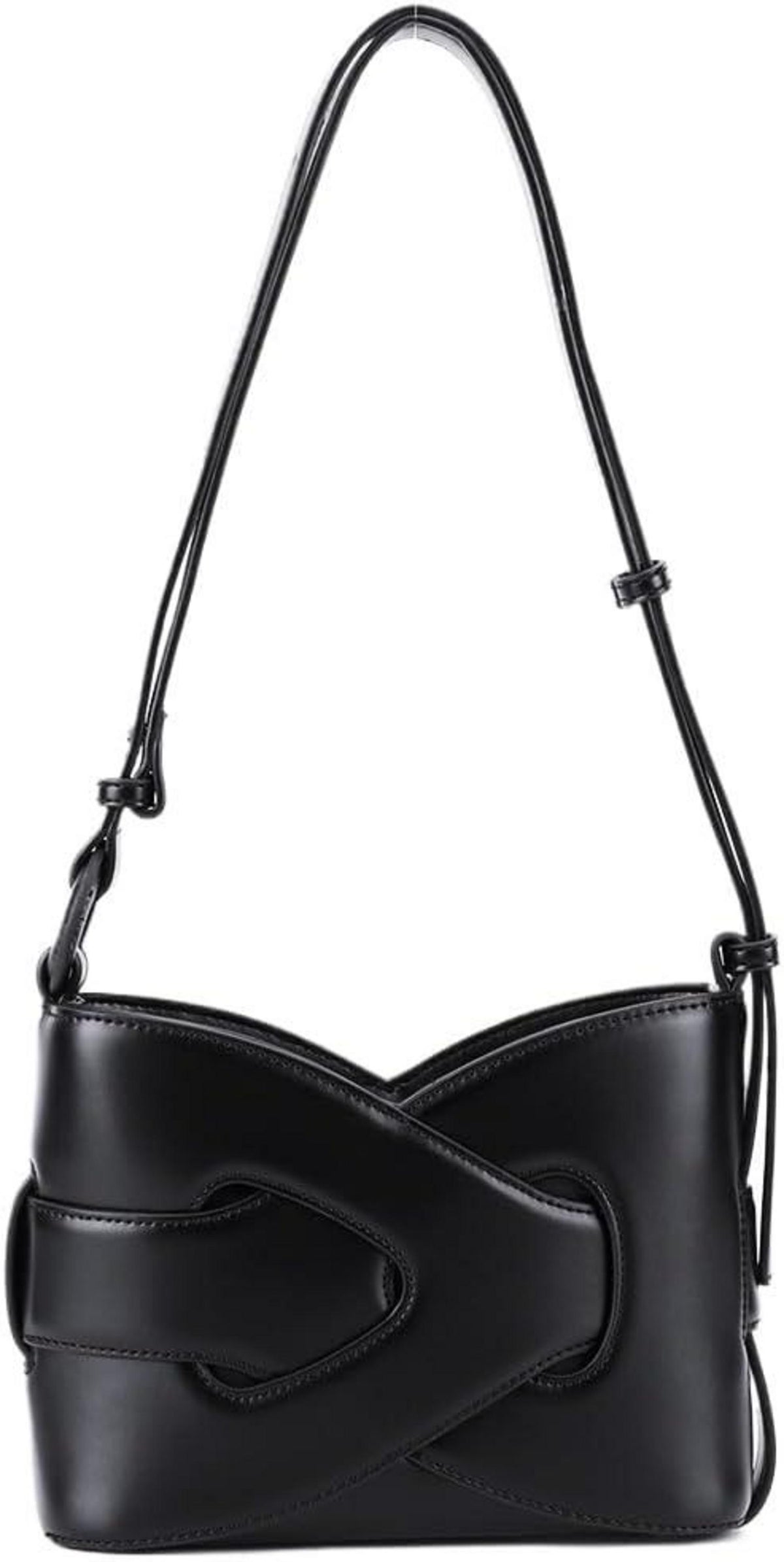 Kleine Vintage Handtasche Damen Schultertasche Schwarz Leder