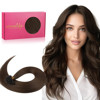 Echthaar Extensions Bonding 50cm Schokoladenbraun
