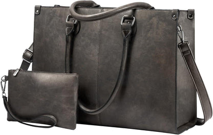 Laptoptasche 15.6 Zoll Damen Handtasche PU Leder Schwarz