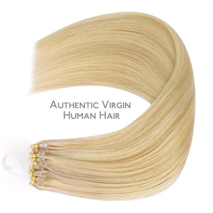 Echthaar Microring Extensions Hellblond Highlights 55cm