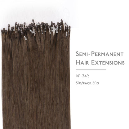 Remy Echthaar Microring Extensions – Hell Aschbraun 50cm