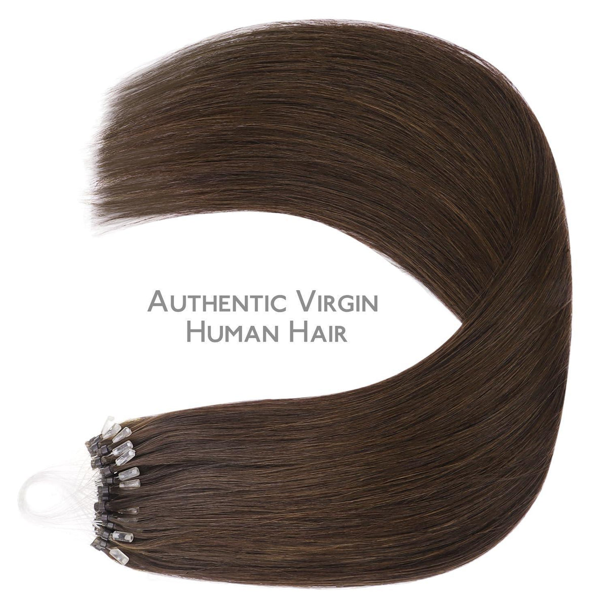 Echthaar Microring Extensions Schokoladenbraun 60cm
