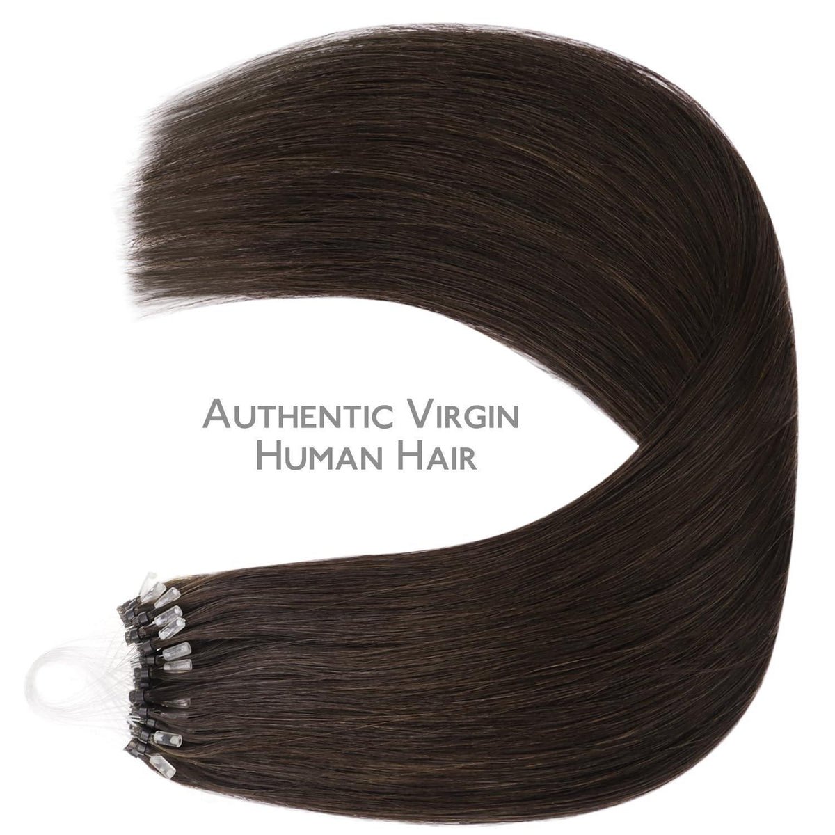 Remy Echthaar Microring Extensions Dunkelbraun 50cm