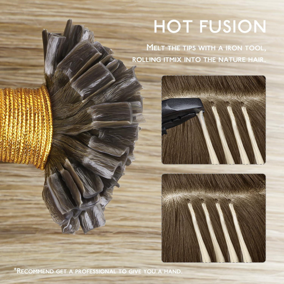 Echthaar Extensions U-Tip 55cm Ombré Braun-Blond