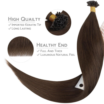 Echthaar Extensions U-Tip Schokoladenbraun 55cm