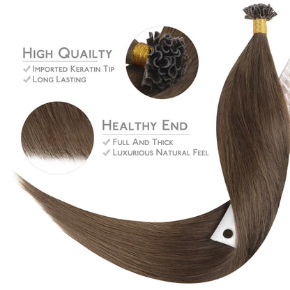 Echthaar Extensions U-Tip, Helles Ash Braun, 55cm