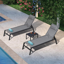 2er Set Gartenliege Aluminium Sonnenliege wasserabweisend Grau