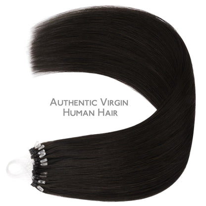 Echthaar Microring Extensions Dunkelbraun 50cm