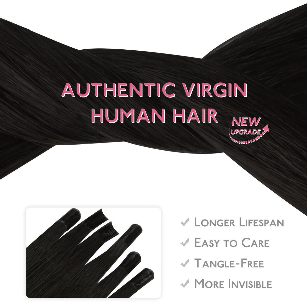 Echthaar Extensions U-Tip Schwarz 60cm - 50g