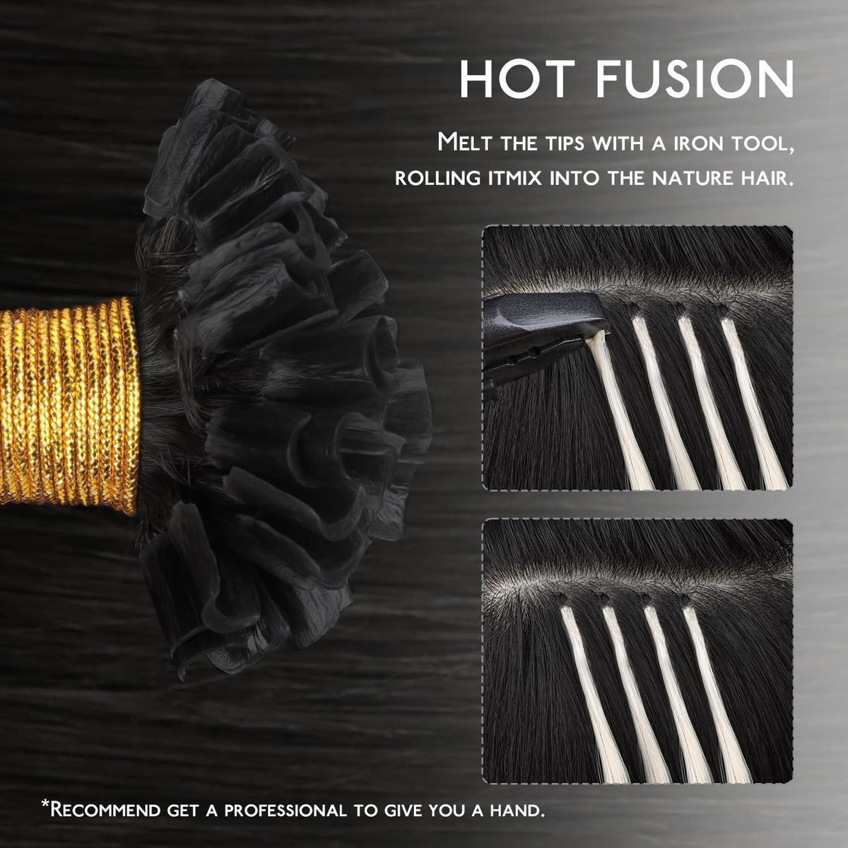 Echthaar Extensions U-Tip Schwarz 60cm - 50g