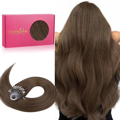 Remy Echthaar Microring Extensions – Hell Aschbraun 55cm