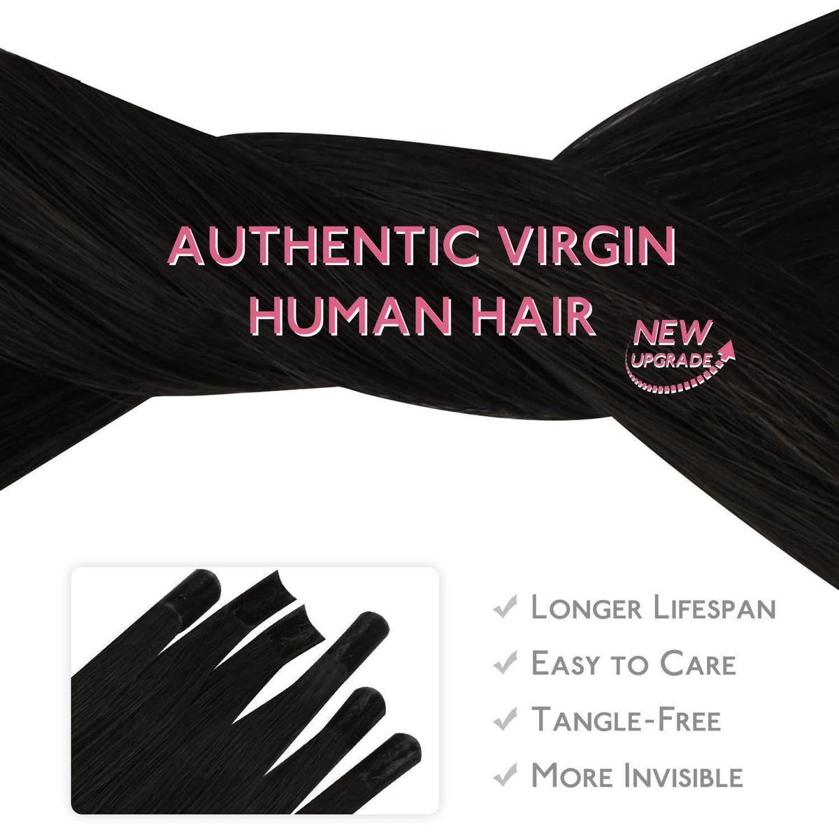 Echthaar Extensions U-Tip Tief Schwarz 55cm